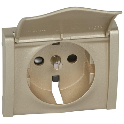 Лицевая панель Legrand Galea Life розетки 2К+З со шторками крышкой титановая 771422