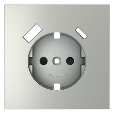 Накладка для розетки с заземлением и защитными шторками, с USB A+C Voltum S70 (сталь) VLS001005