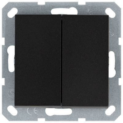 Кнопка 2 клавишная с переключающим контактом 10А, 250В, цвет антрацит Jasmart G3020B