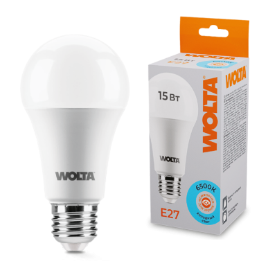 Светодиодная лампа WOLTA 15Вт 6500К E27 груша матовая 25W60BL15E27