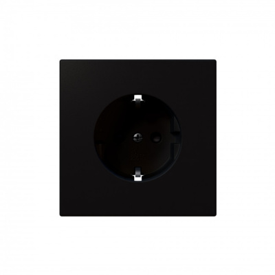 Розетка SCHUKO с защитными шторками 16A 250V 2P+T, цвет Черный матовый (soft touch) Jasmart FD5501PBM