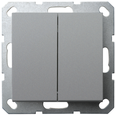 Выключатель проходной двухклавишный Jasmart в комплекте с накладкой 10A 250V ( 6+6 ) цвет алюминий G3022S