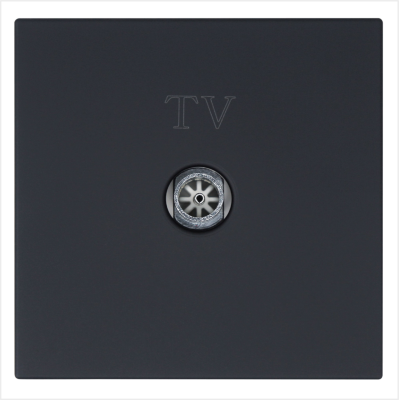 Розетка TV 9.5mm оконечная с накладкой, цвет Черный матовый (soft touch) Jasmart FD6001PBM
