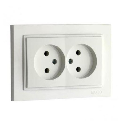 Розетка двойная без земли Mono Electric Despina 16А 250В белый 102-190005-121