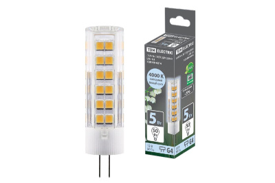 Лампа светодиодная TDM Electric G4 5W 4000K прозрачная SQ0340-0214