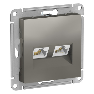 Розетка двойная компьютерная RJ45+RJ45, кат.5E Systeme Electric AtlasDesign Сталь ATN000985