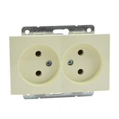 Розетка двойная без земли Mono Electric Despina-Larissa 16А 250В крем 500-001705-121