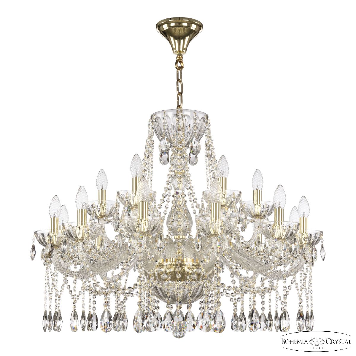 Подвесная люстра Bohemia Ivele Crystal 5413/12+6/300 G Clear/M-1H