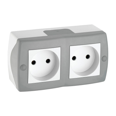 Розетка на 2 поста без заземления Mono Electric Octans IP20 16А 250В бело-серый 104-020006-121
