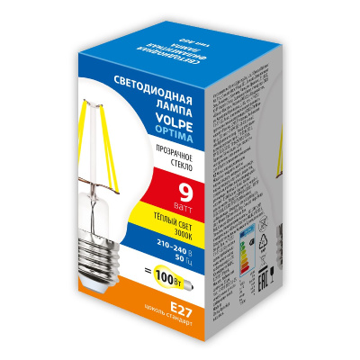 Лампа светодиодная Volpe Optima LED-A60-9W/3000K/E27/CL/SLF UL-00008302