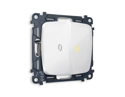 Комплект механизма 2-кл проходного выключателя с подсветкой Ambrella Volt Omega (OP1040, VM120, G22Y) MO104030