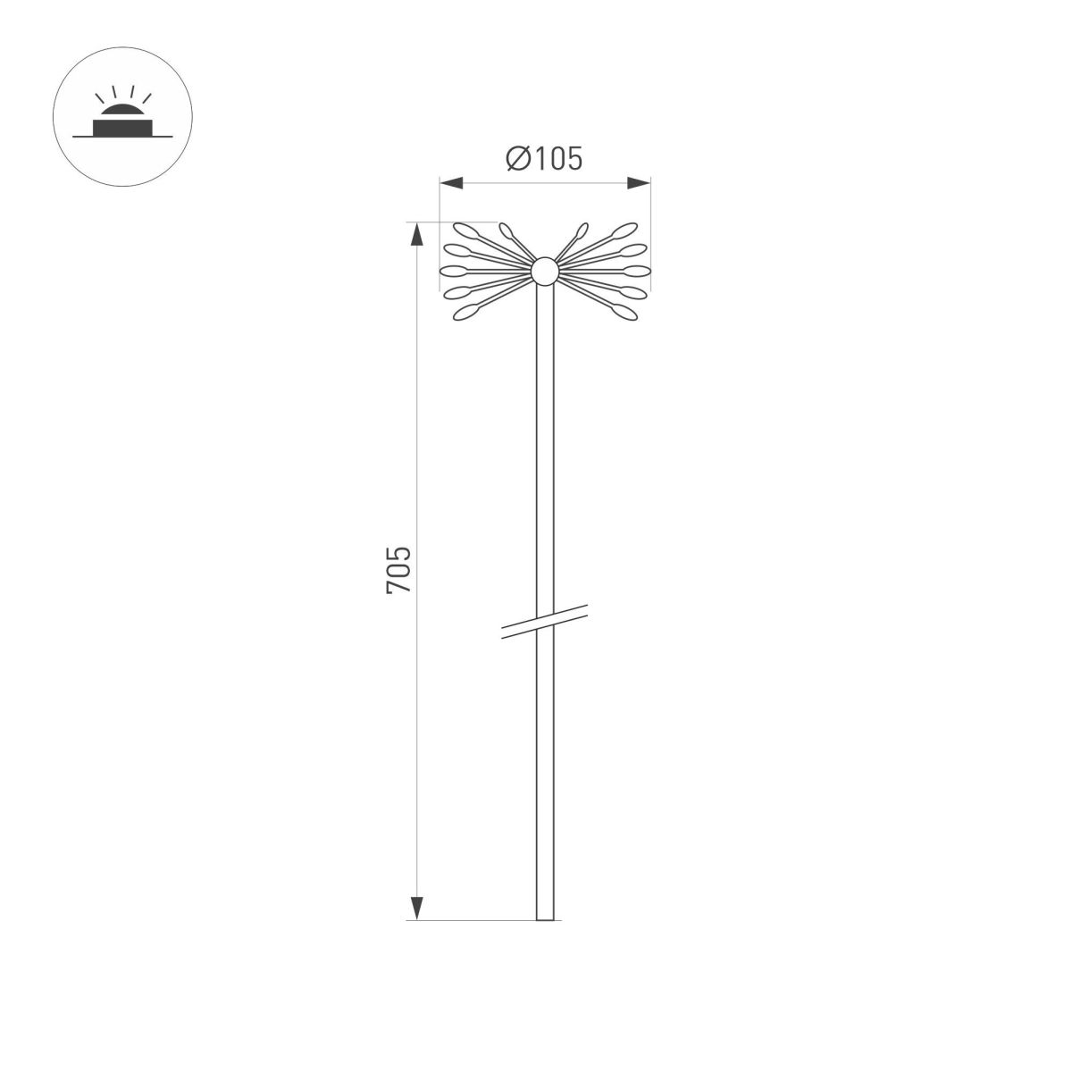 Ландшафтный светильник Arlight KT-DANDEL-BOLL-H705-0.5W Warm3000 (WH, 24 deg, 24V) 050679