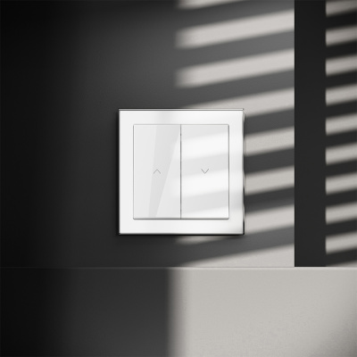 Выключатель встраиваемый Voltum S70 для жалюзи 10А, (белый глянцевый) VLS020701