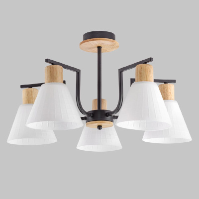 Люстра на штанге IMEX MD.5716-5-S-BK+WOOD