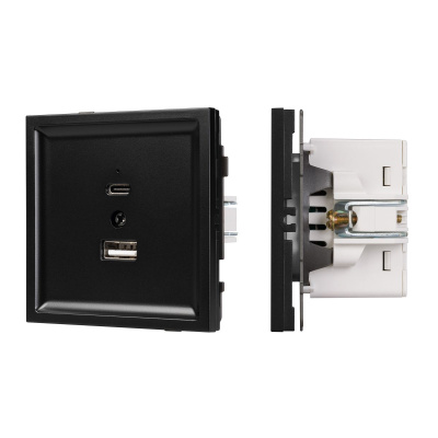 Механизм USB розетки Arlight SCT-TENDO-MUAC-PL-BK (5V, 3A, QC3) 054095