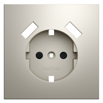 Накладка для розетки с заземлением и защитными шторками, с USB A+A Voltum S70 (кашемир) VLS000903