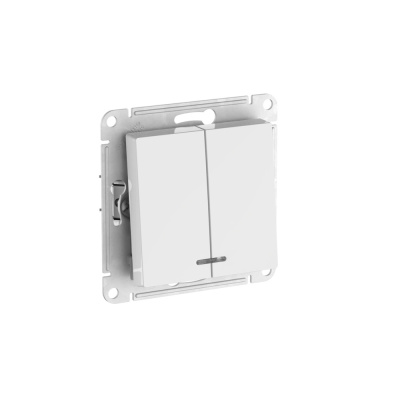 Выключатель 2-клавишный с подсвет.,сх.5а, 10АХ, Systeme Electric AtlasDesign Белый ATN000153S