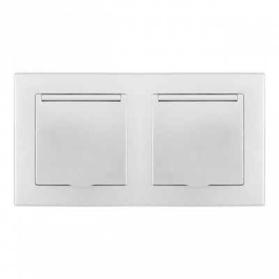 Розетка двойная (двухпостовая) с/з и шторками Arte Milano SET06-2-41-1x2 silver