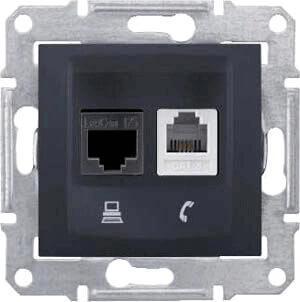 Розетка телефонная RJ-11 и Ethernet RJ-45 Schneider Electric Sedna UTP SDN5100170