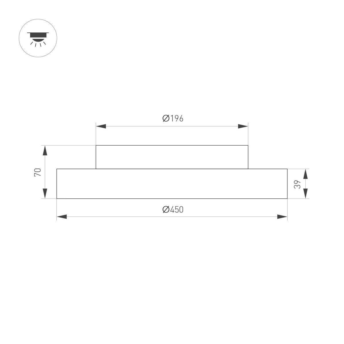Потолочный светильник Arlight SP-ESTELY-R450-40W Warm3300-MIX (WH, 80 deg, 230V, TRIAC) 055367