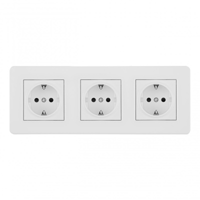 Розетка тройная (трехпостовая) с/з и шторками Arte Milano SET16-3-40-1x3 white