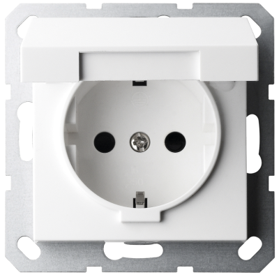 Розетка SHUKO Jasmart с крышкой с защитными шторками 16A 250V 2P+T белый глянцевый G5505W