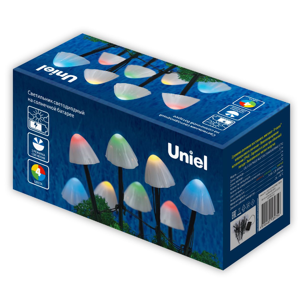 Садовый светильник на солнечной батарее Uniel USL-S-830/PM020 MULTICOLOR MUSHROOMS SET12 UL-00011676
