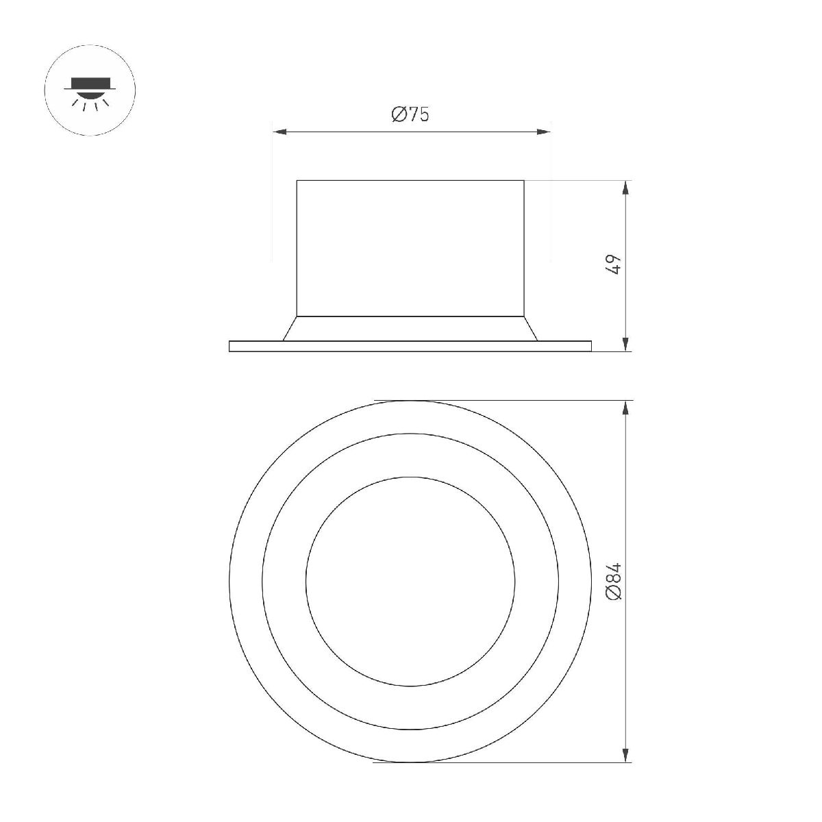 Встраиваемый светильник Arlight MS-DROP-BUILT-R84-8W Warm3000 (BK, 85 deg, 230V) 041493