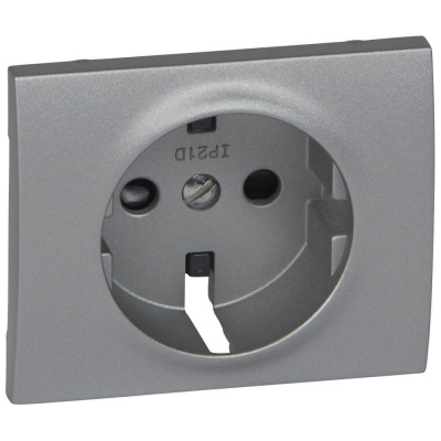 Лицевая панель Legrand Galea Life розетки 2К+З со шторками алюминий 771321