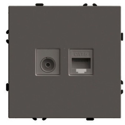 Розетка TV + компьютерная RJ-45 (механизм) Stekker Эмили RST00-5106-09 антрацит soft touch 49924