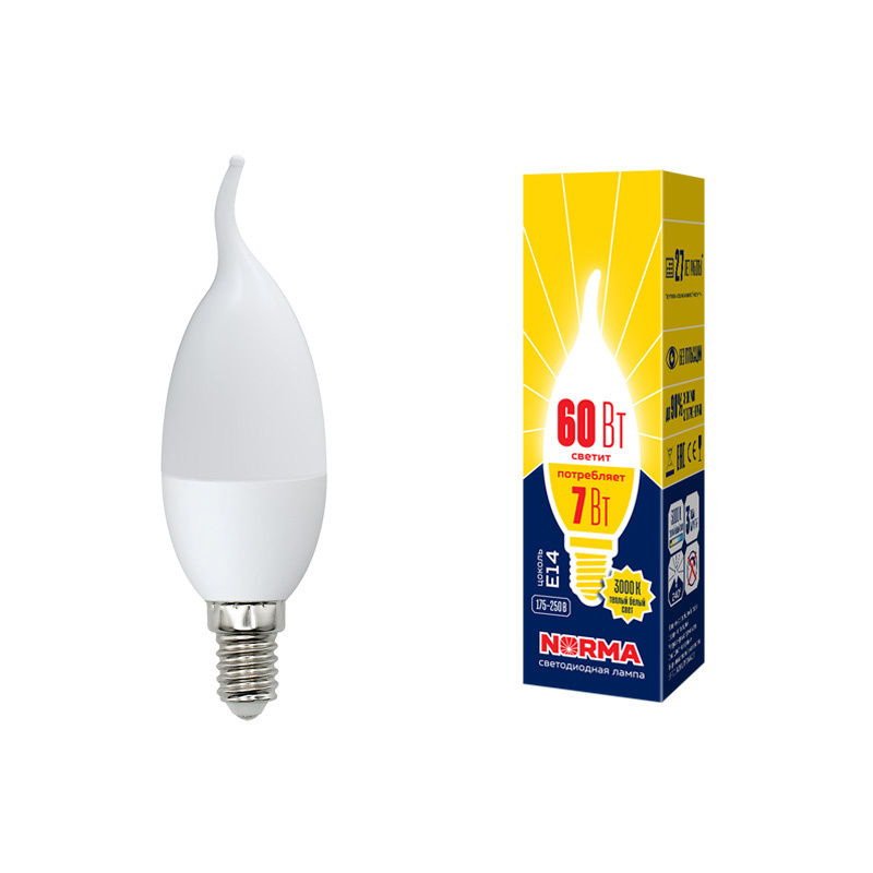 Лампа светодиодная (UL-00003800) Volpe E14 7W 4000K матовая LED-CW37-7W/NW/E14/FR/NR