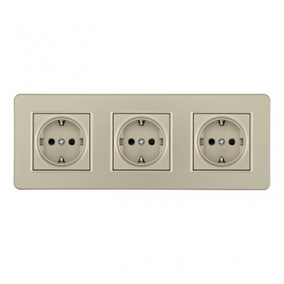 Розетка тройная (трехпостовая) с/з и шторками Arte Milano SET16-3-40-1x3 shampan