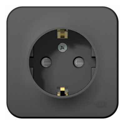 Розетка с/з со шторками, 16А, 250В Systeme Electric Blanca наруж Антрацит BLNRA011106