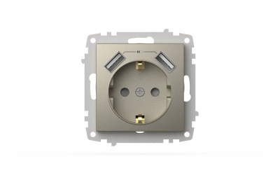 Розетка с заземлением и защитой от детей + два входа USB для заряда устройства ELBI Zena Vega 609-011400-317