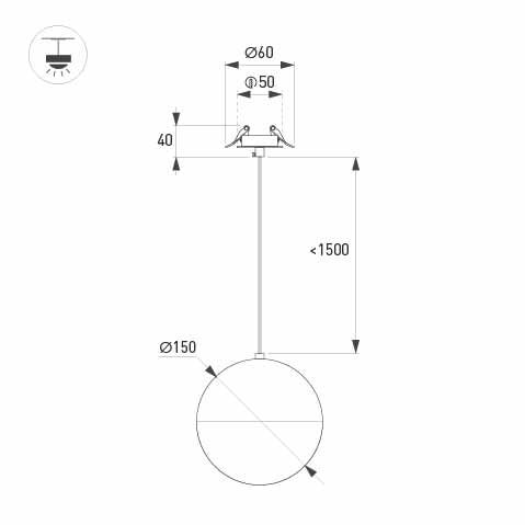 Подвесной светильник Arlight SP-EMISFERO-HANG-BUILT-R150-11W Day4000 (BK, 170 deg, 230V) 056591
