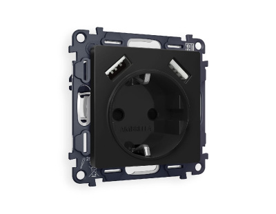 Комплект механизма розетки 2USB A+A 18W (быстрая зарядка) с/з Ambrella Volt Alfa MA809010