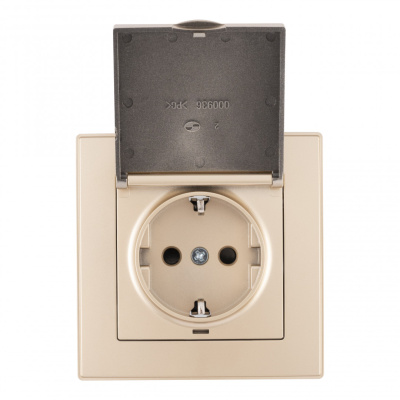 Комплект розетки с/з и шторками, защитной крышкой и рамкой Arte Milano SET06-1-41-1 shampan