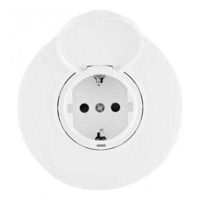 Розетка круглая с/з и шторками, защитной крышкой и рамкой Arte Milano SET08-1-41-1 white