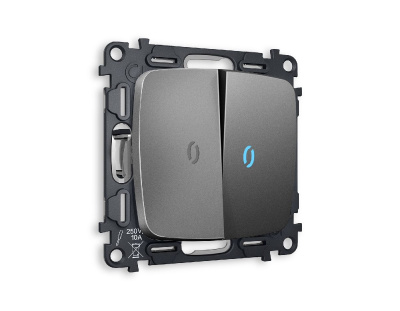 Комплект механизма 2-кл проходного выключателя с подсветкой Ambrella Volt Omega MO654040