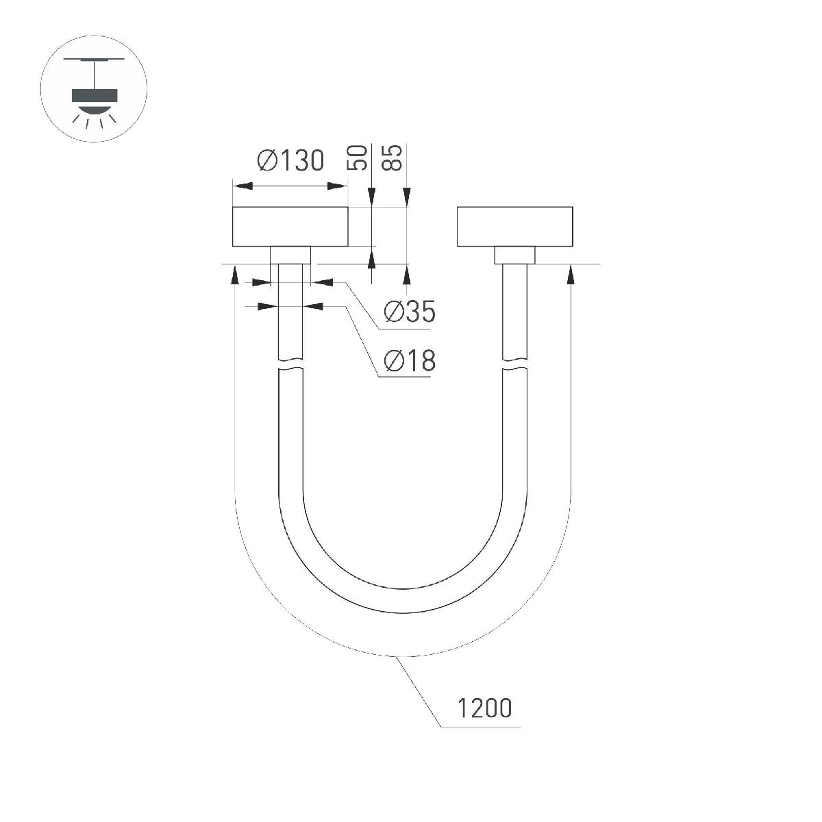 Подвесной светильник Arlight SP-TROPIC-SURFACE-R18-L1200-18W Day4000 (BK, 360 deg, 230V) 043393