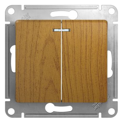 Выключатель 2-клавишный с подсветкой, сх.5а Systeme Electric Glossa Дерево Дуб GSL000553