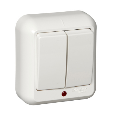 Выключатель 2-клавишный с подсветкой Schneider Electric Прима A56-007I-B