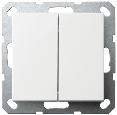 Выключатель двухклавишный проходной Jasmart с накладкой 10A 250V белый глянцевый G3022W