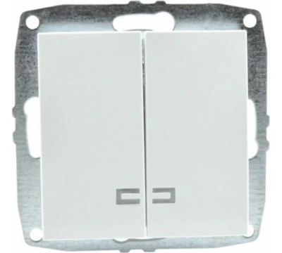 Выключатель двухклавишный с подсветкой Mono Electric Despina-Larissa 10А 250В белый 500-001925-103