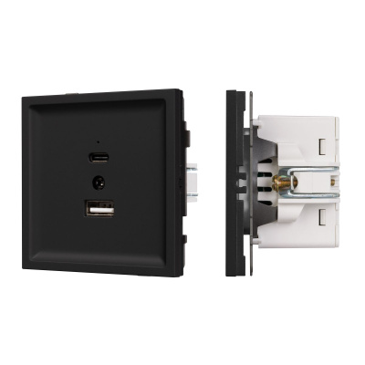 Механизм USB розетки Arlight SCT-TENDO-MUAC-SFPL-BK (5V, 3A, QC3) 054536