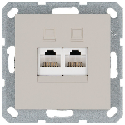 Интернет-розетка RJ45 двойная с накладкой, цвет Тауп Jasmart G6106T