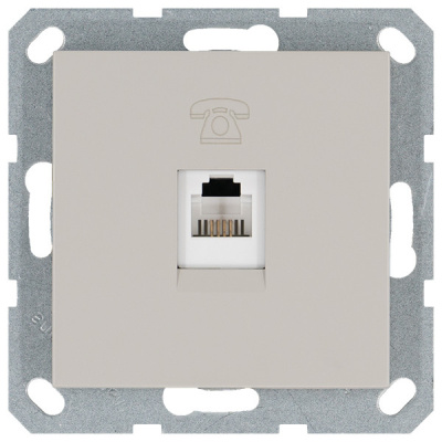 Телефонная розетка RJ11 с накладкой, цвет Тауп Jasmart G6101T