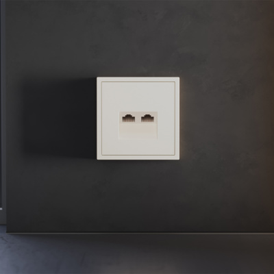 Накладка для розетки компьютерной двойной RJ45+RJ45 кат.6 Voltum S70 (хлопок) VLS001413