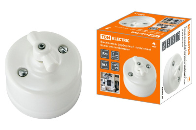 Выключатель фарфоровый поворотный с ручкой Болонь TDM Electric SQ1820-0001