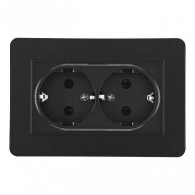 Розетка двойная с/з и шторками Arte Milano SET16-double-40-2 black